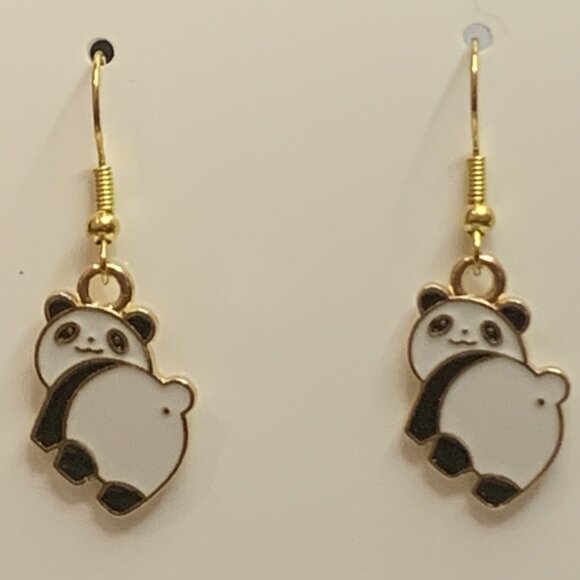 Panda Earring, Panda Bear Jewelry, Gift, Panda Jewelry, Silly Animal Earring - Picture 5 of 7